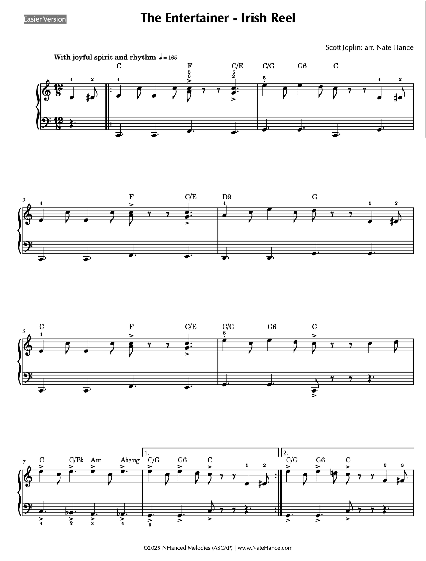 The Entertainer - Irish Reel Piano Solo (in 3 Difficulty Levels)