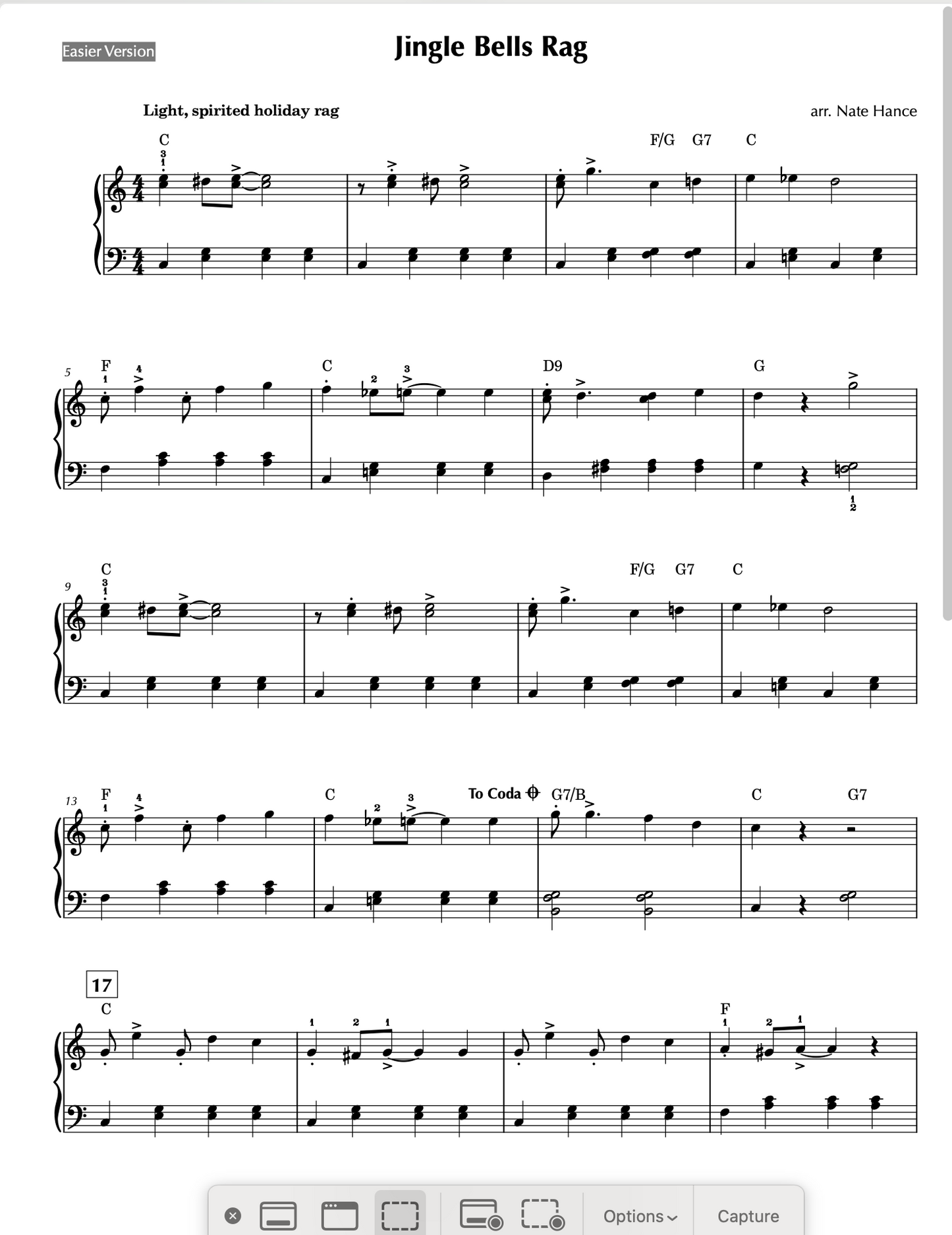 Jingle Bells Holiday Rag - Ragtime Piano Solo