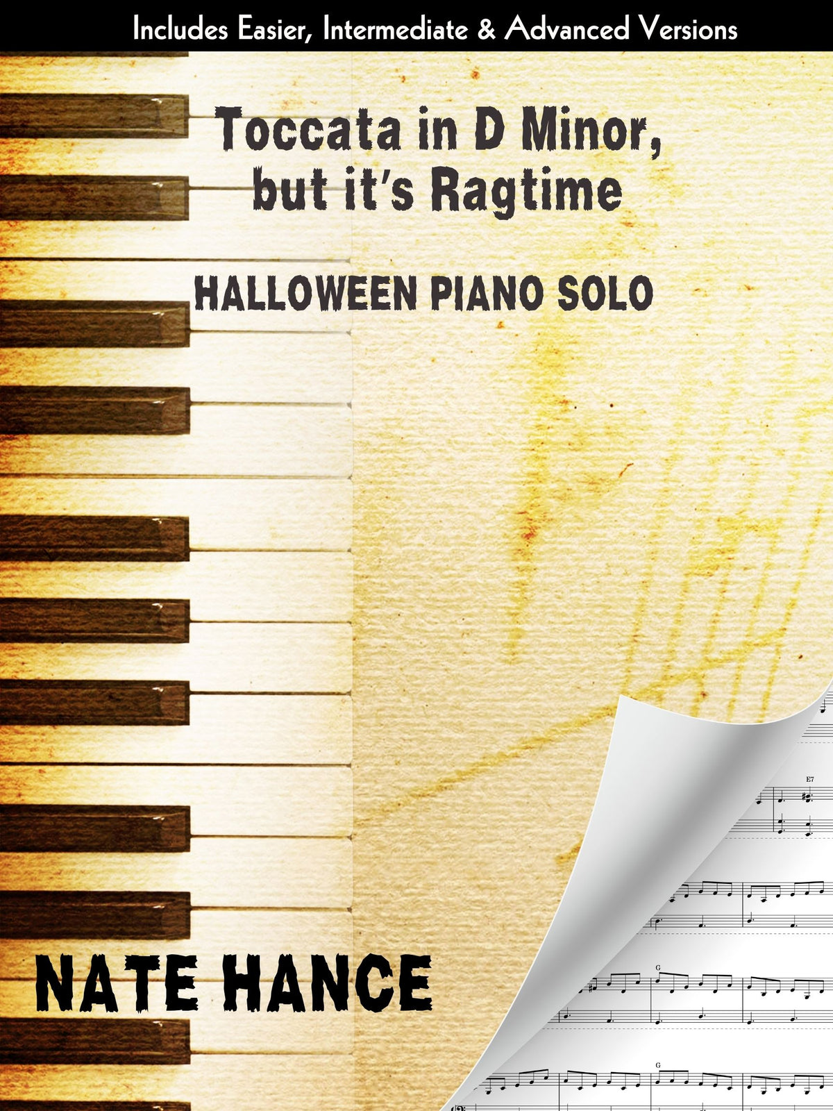 Toccata in D Minor, but it's Ragtime - PDF download with 3 difficulty levels - Piano Solo