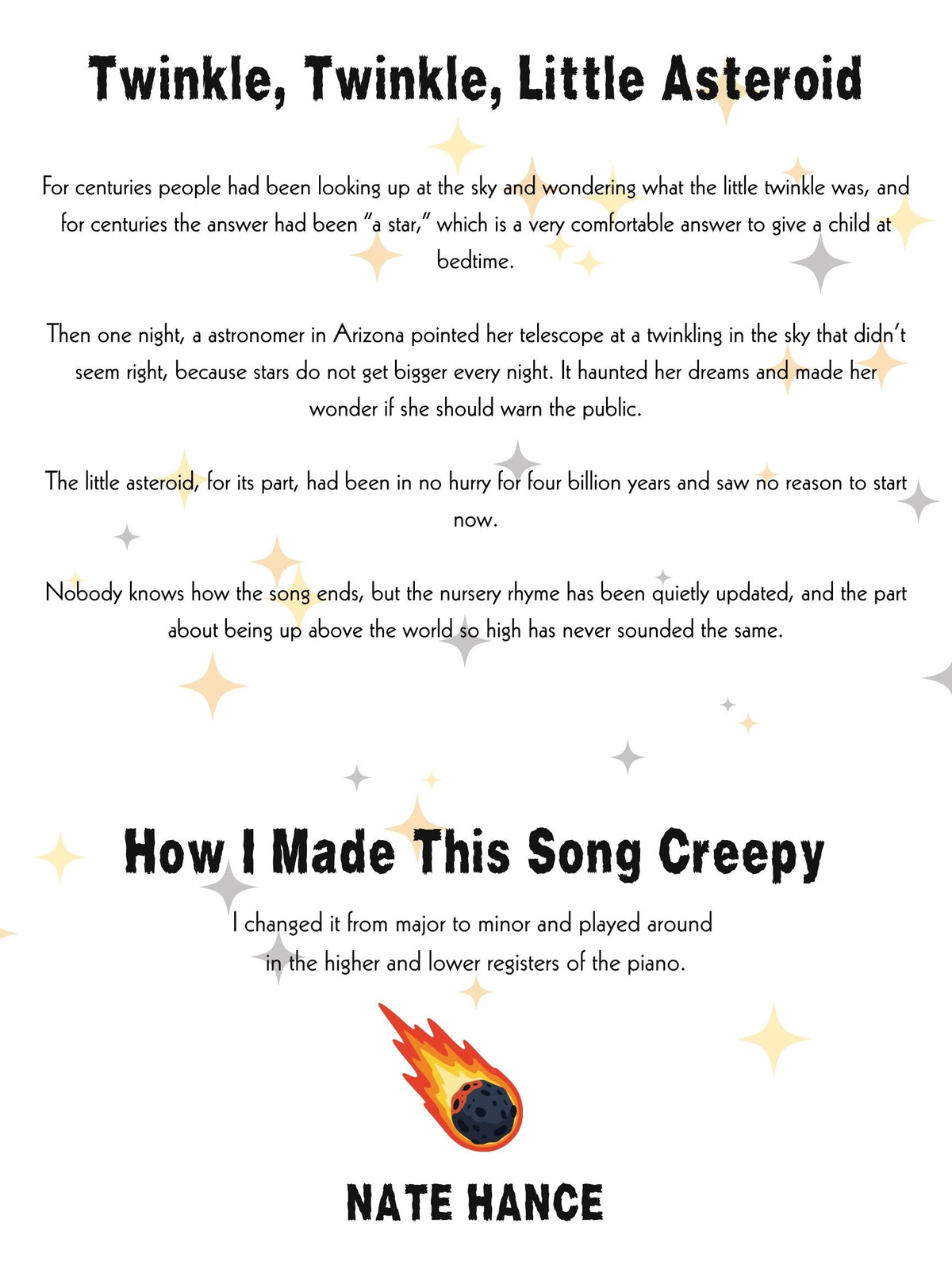 Twinkle, Twinkle, Little Asteroid - PDF download with 3 difficulty levels - Piano Solo