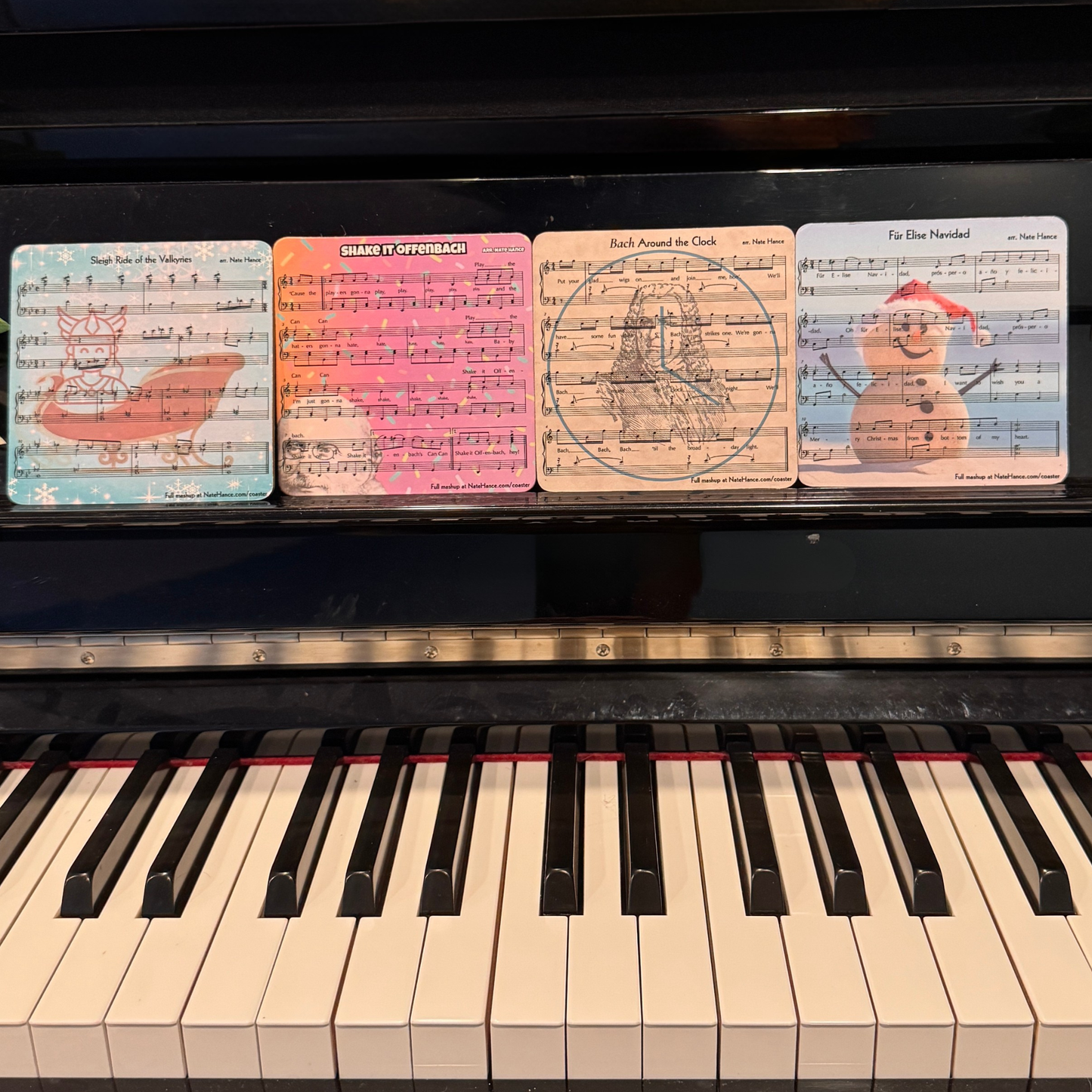 Punny Playable Coasters – 8 Classical & Christmas Mashups