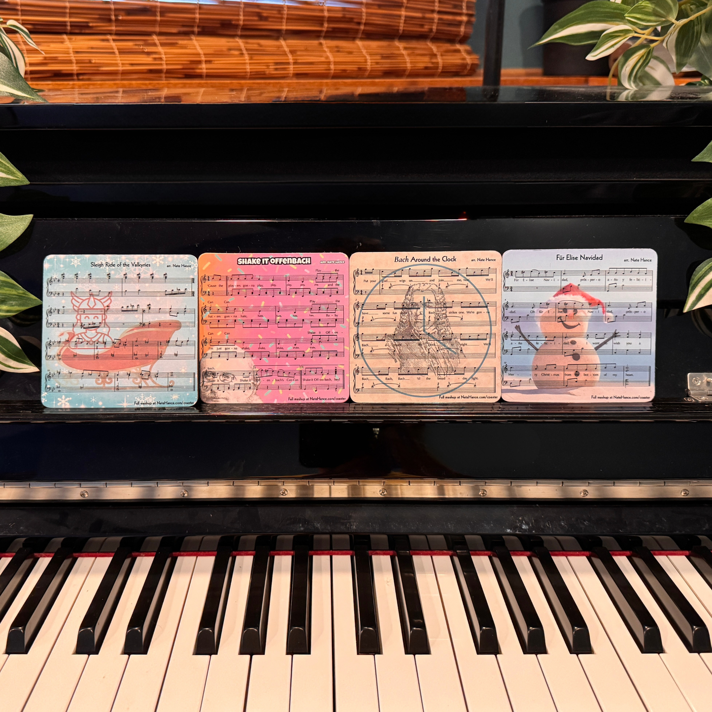 Punny Playable Coasters – 8 Classical & Christmas Mashups
